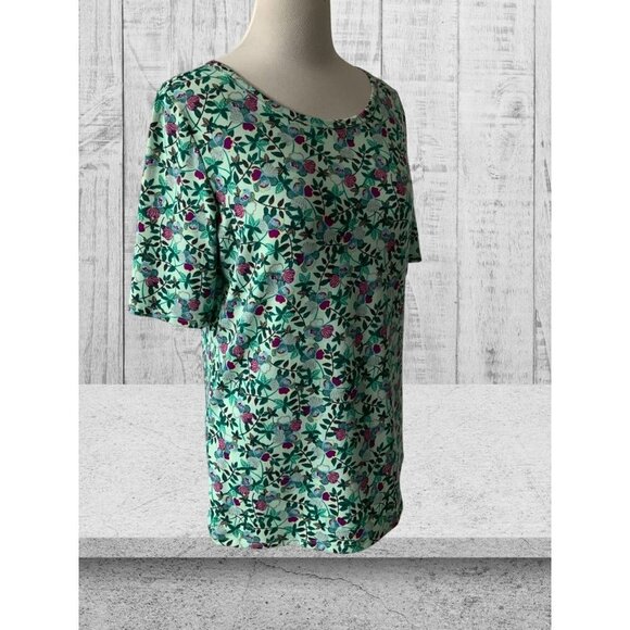 Lularoe GIGI fitted short sleeve spandex pullover green floral top ladies XL - Picture 8 of 10